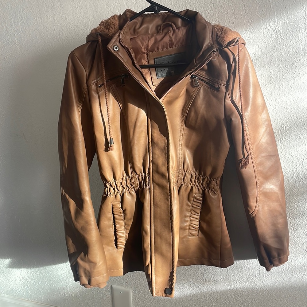 Brown fake leather jacket